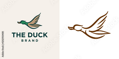  duck goose logo icon vector illustration hipster stock for cafe and restaurant monoline outline line