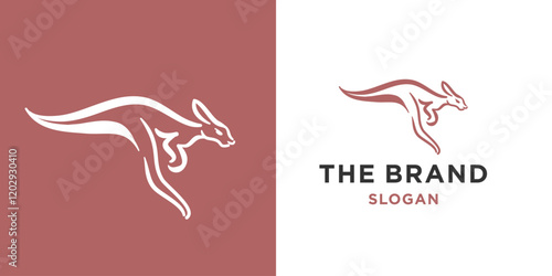  kangaroo simple line icon logo vector design, modern abstract logo pictogram design of wallaby