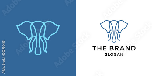  elephant simple line icon logo vector design, modern logo pictogram design of big mammoth