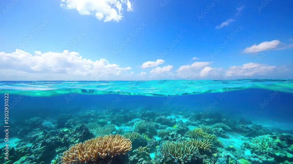 Fototapeta premium Vibrant Coral Reef Under Tropical Ocean