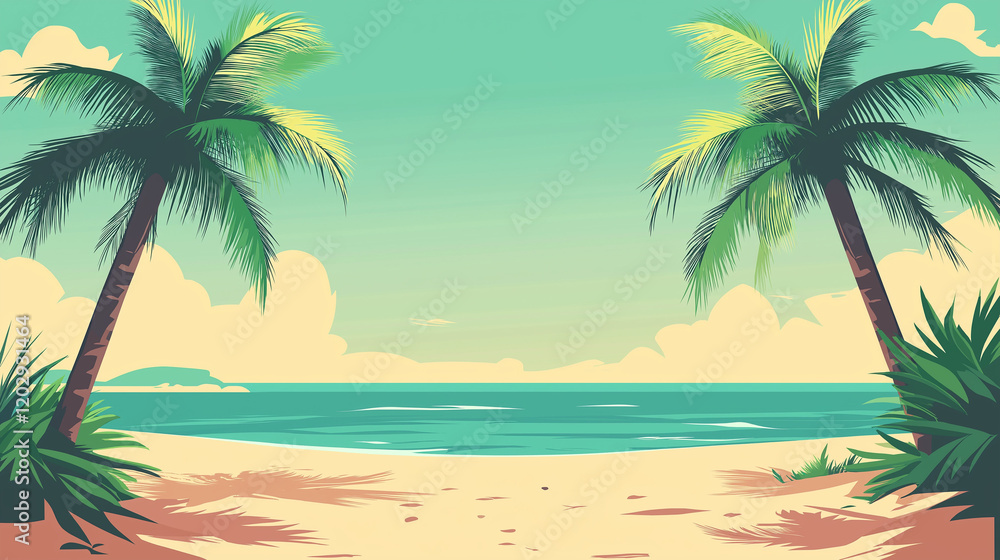 Tropical Sandy Beach with Soft Blue Ocean Waves and Clear Water Tropical Sandy Beach with Soft Blue Ocean Waves and Clear Water