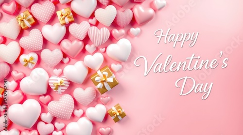 Sweet pink Valentine eggs, some adorned with flowers and ribbons, evoke a candy-coated love