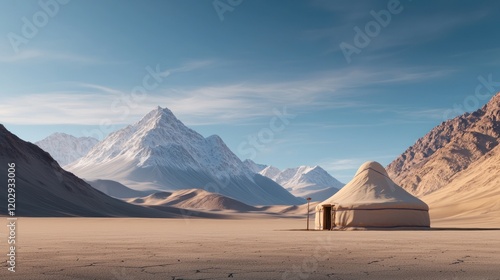 Yurt in Mountain Desert Landscape