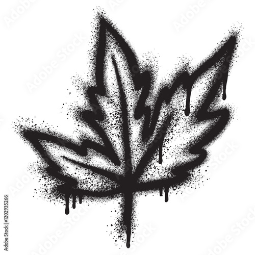 Spray Painted Graffiti leaves Sprayed isolated with a white background.