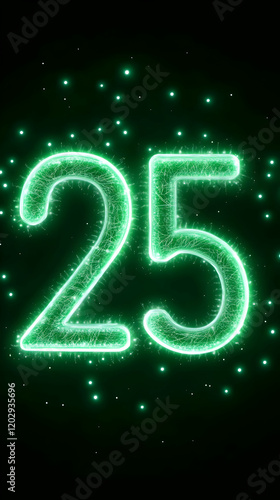 Glowing Green Number 25 on ...