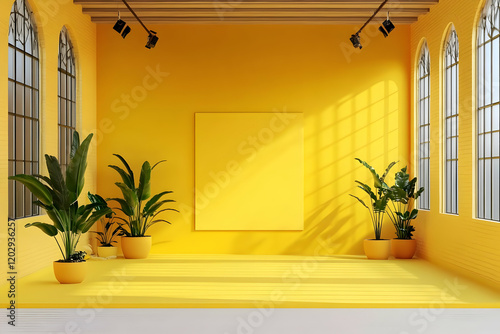 Yellow Room Interior with E...