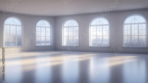 Empty Room with Arched Wind...