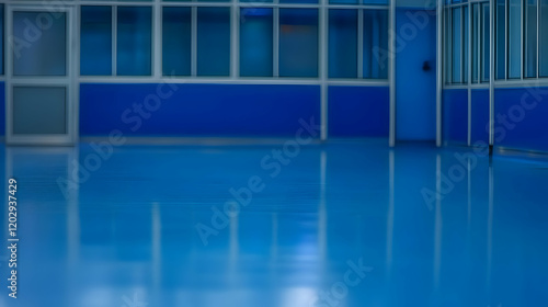 Empty Blue Room with Window...