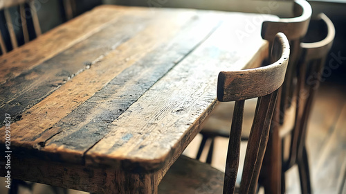 Rustic Wooden Table and Cha...
