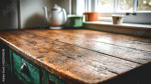 Rustic Wooden Table with Gr...