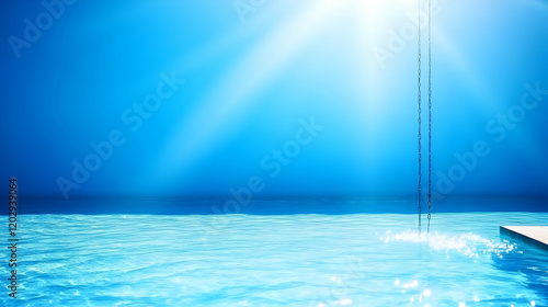 Sunlight shines on a blue s...
