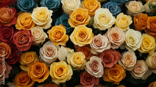 Colorful rose arrangement, wedding backdrop