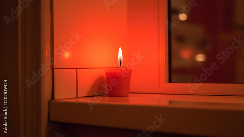 A Small Red Candle Burns Br...