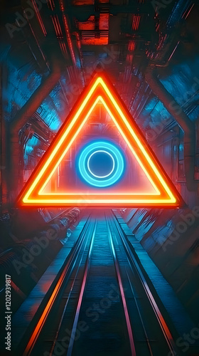 Neon Triangle and Circle Il...