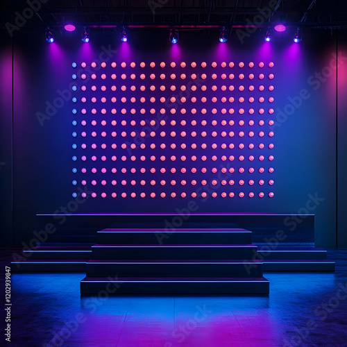 Empty Stage with Neon Light...