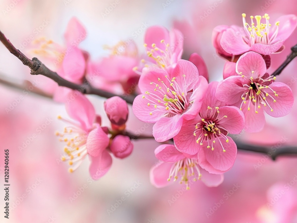 Fototapeta premium Pink Flower on Tree Branch