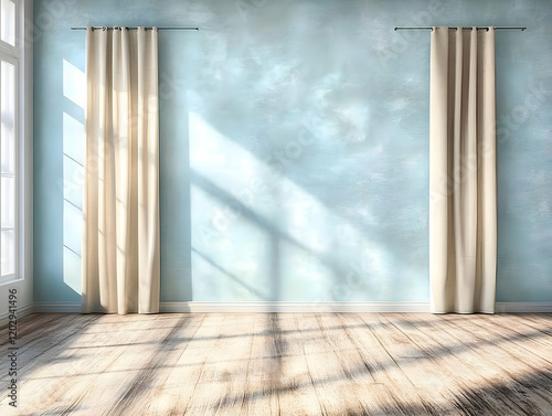 Empty Room with Curtains an...