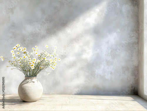 White daisies in a vase sit...