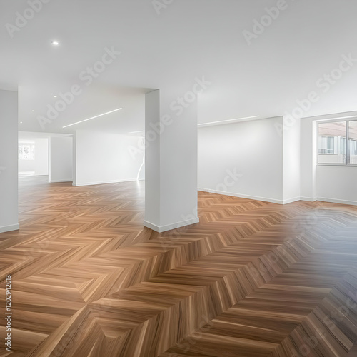 Empty Room with Herringbone...