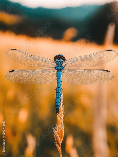 Wallpaper Mural Blue Dragonfly on Plant Torontodigital.ca