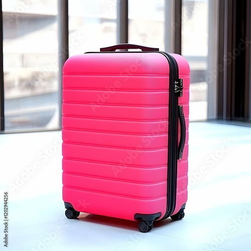 Pink Luggage Stands Ready f...