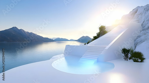White modern architecture w...