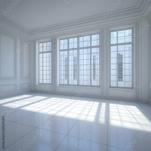 Empty White Room with Large...