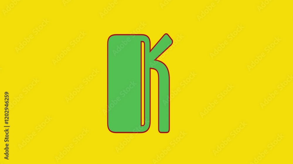 Capital Letter K on yellow background with Motion Graphic Animation. Capital Letter K on yellow background with Motion Graphic Animation.