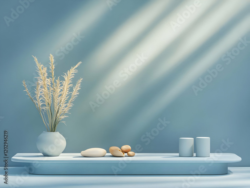 3D Blue Minimalist Podium w...