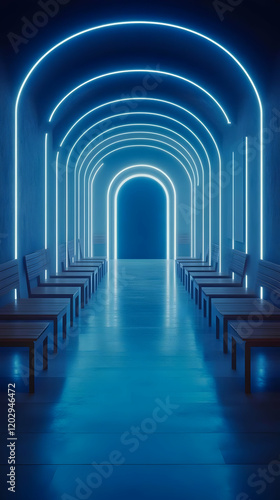 Futuristic Blue Neon-Lit Co...
