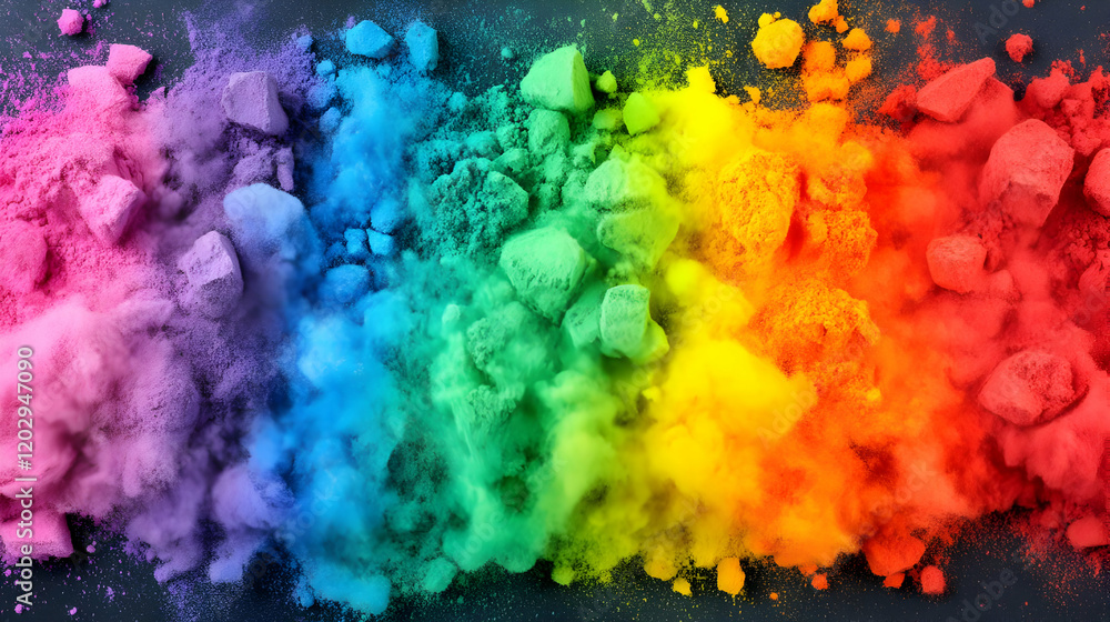 Rainbow Powder Explosion Abstract Background Rainbow Powder Explosion Abstract Background