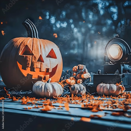 Spooky Halloween Scene with...