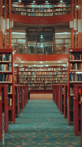 Library Interior Shows Book...