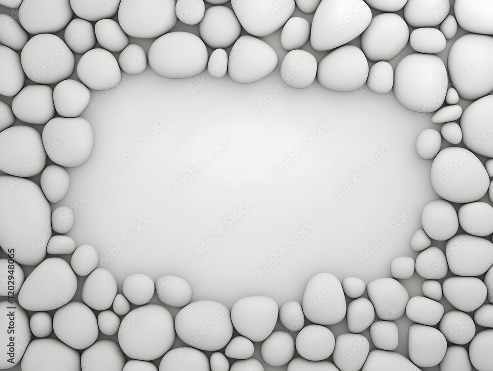 White Pebble Frame 3D Illustration White Pebble Frame 3D Illustration