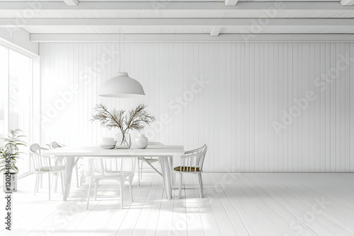 White Dining Room Interior ...