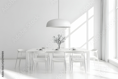 White Dining Room Interior ...