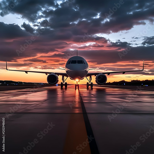 Airplane sits on the runway...