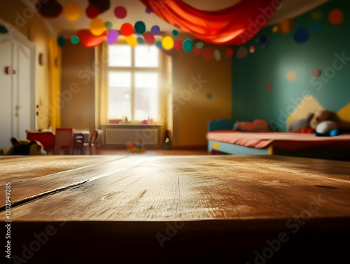 Empty Wooden Table in a Col...