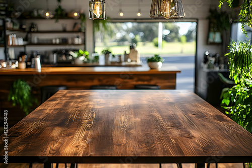 Empty Wooden Table Stands i...