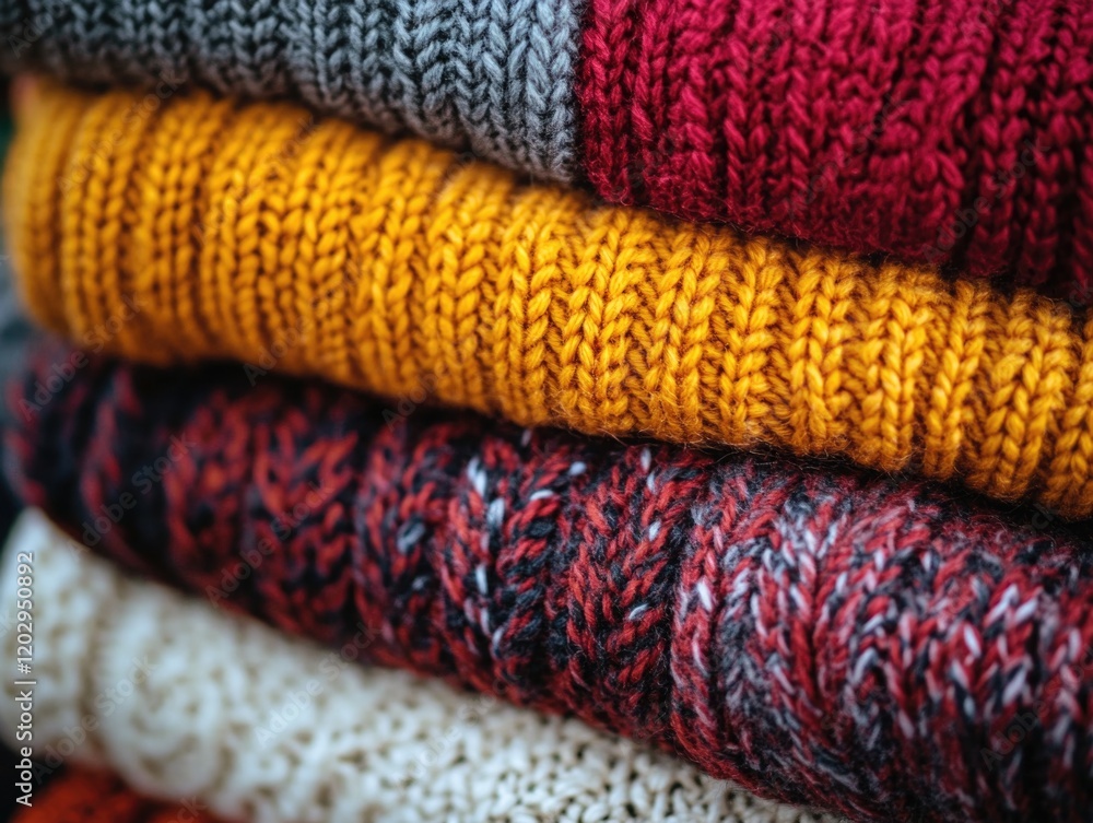 Stacked colorful sweaters Stacked colorful sweaters
