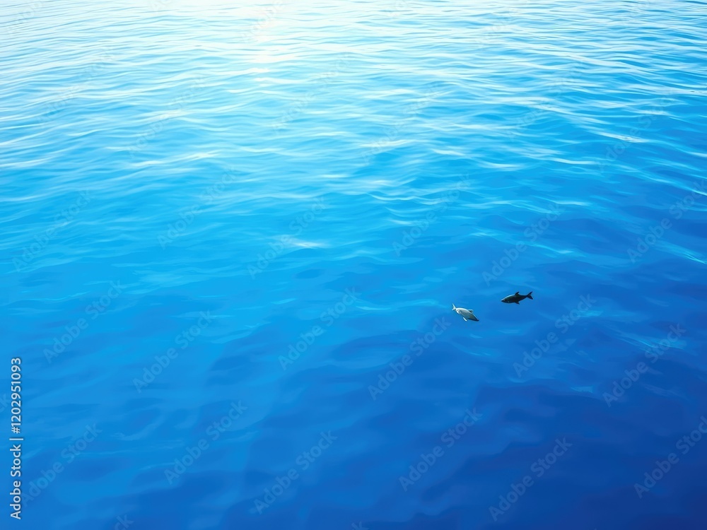 custom made wallpaper toronto digitalCalm blue sea water surface with fish swimming, underwater, water