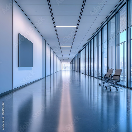 Empty Modern Office Hallway...