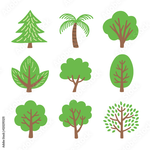 Tree Collections Hand Drawn Illustration
