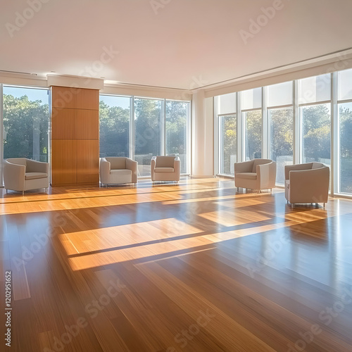 Sunlit Room Shows Polished ...