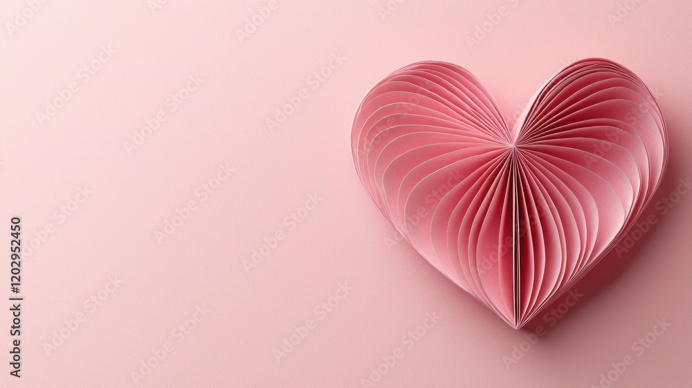 Pink paper heart on pink backdrop Pink paper heart on pink backdrop