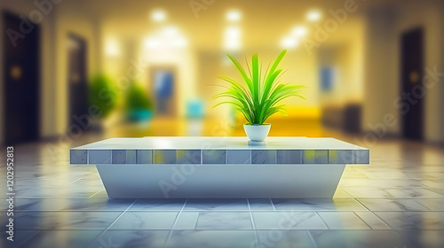 Green Plant Sits on a White...