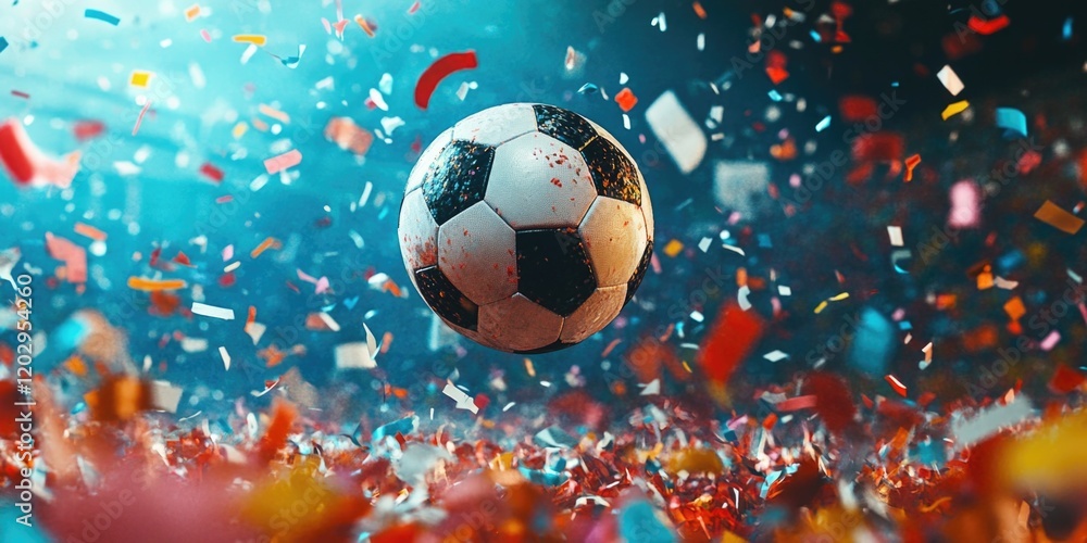 Fototapeta premium Soccer Ball in Confetti