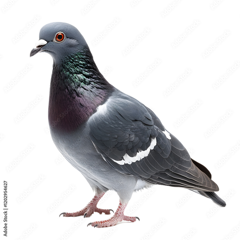 Elegant Gray Pigeon with Vibrant Feathers in Urban Setting Elegant Gray Pigeon with Vibrant Feathers in Urban Setting