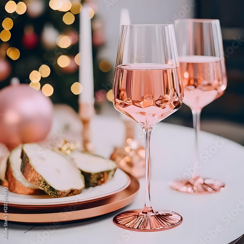 Two Rose Wine Glasses Grace...