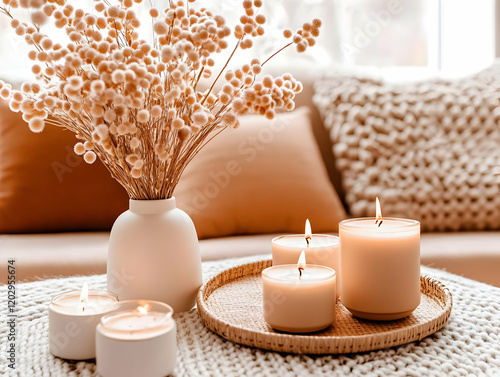 Cozy Home Decor: Lit Candle...